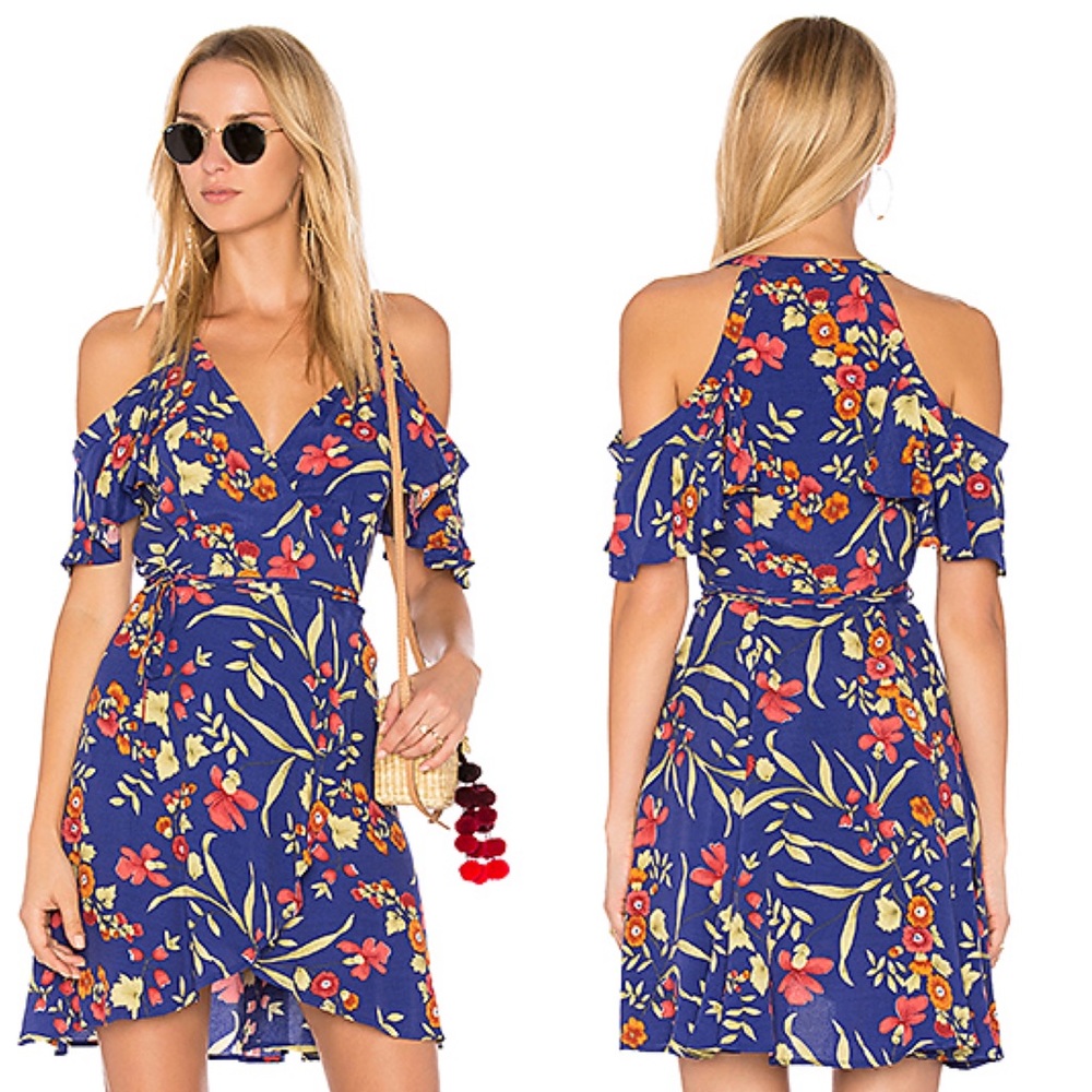 Privacy Please Delta Cold Shoulder Dress Blue Flor